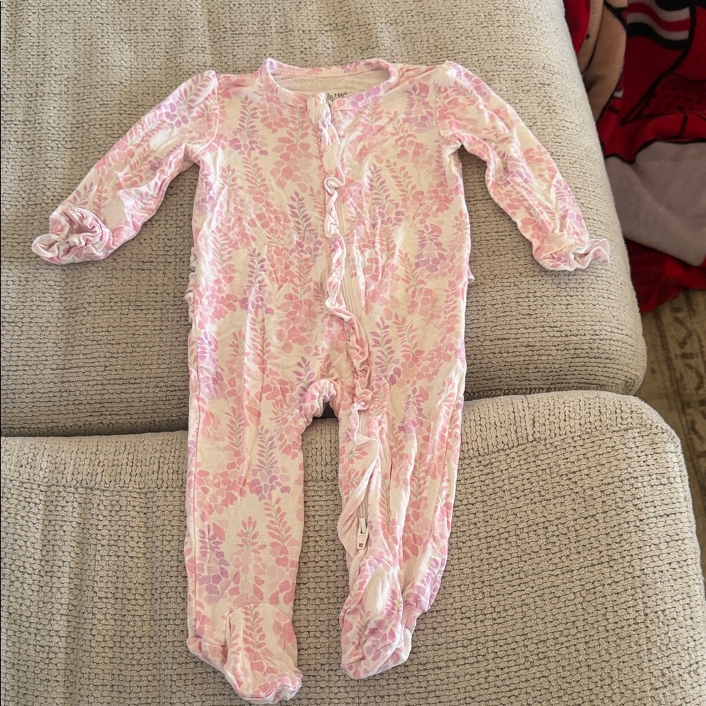 Little Me Pink Leaf Print Footie